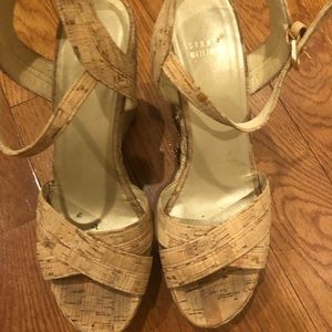 Stuart Weitzman beige wedge sandal
